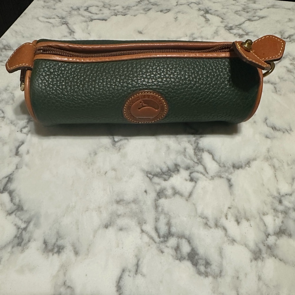Vintage Dooney and Bourke Green and Tan Leather Pouch